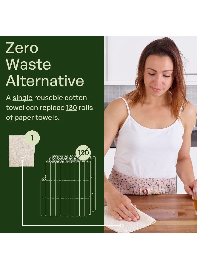 mioeco 20 Pack Reusable Paper Towels Washable - Nature Friendly - Organic Cotton Alternative - Thick, Strong, Paperless Kitchen Dish Cloths - Reusable Napkins - Dish Towels - Cloth Napkin - Kitchen Towels - Image 4